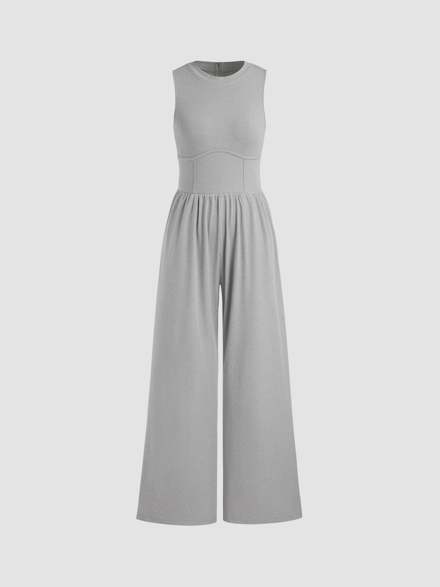Sosho™ | Effen Mouwloze Jumpsuit Met Wijde Pijpen