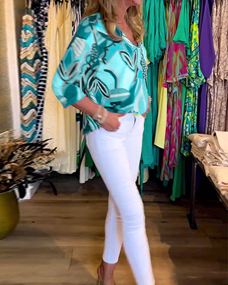 Zofia™ | Abstracte top met 3/4 mouwen