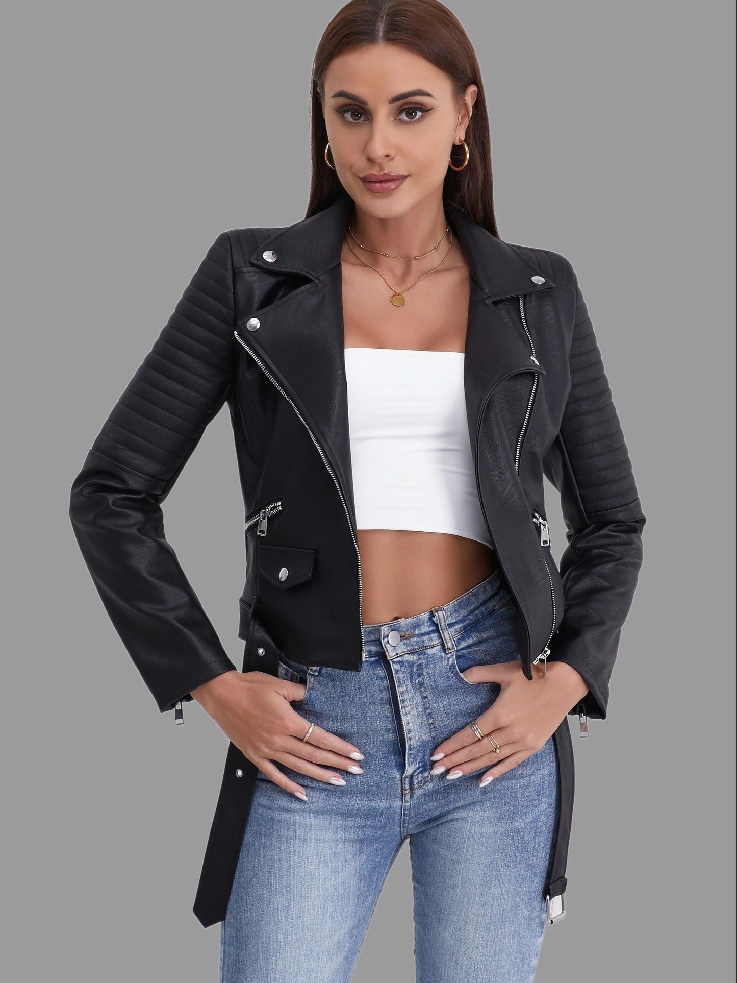 Neena™ | Dames Dames Biker Cropped Jas