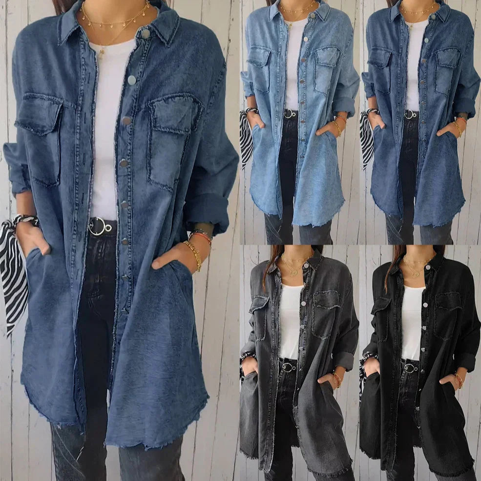 Kehlani™| Denim jas met knoopsluiting