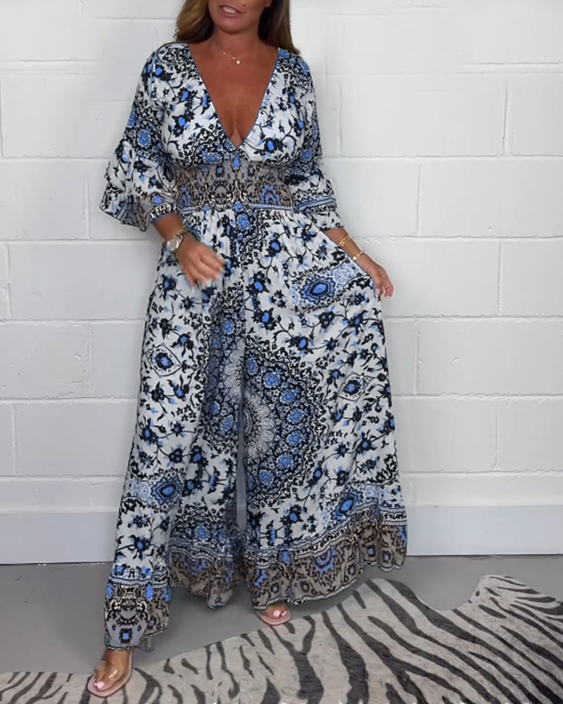 Liesea™ | Jumpsuit met print en diepe V-hals