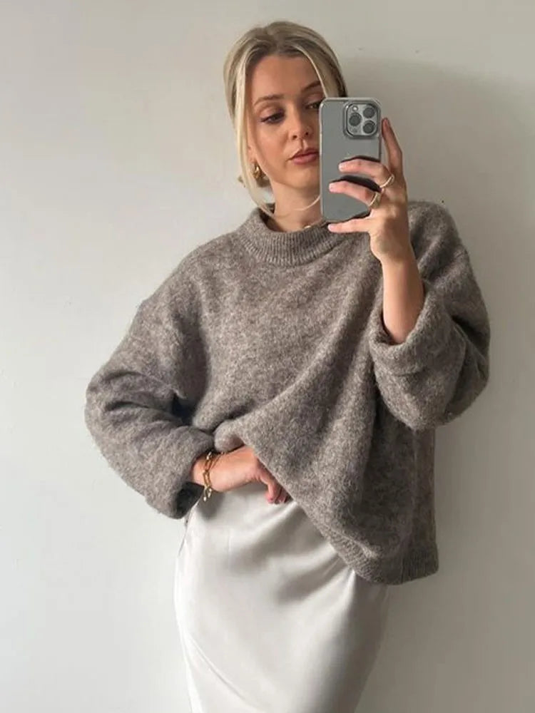 Calliope™ l Effen Ronde Kraag Casual Losse Pullover