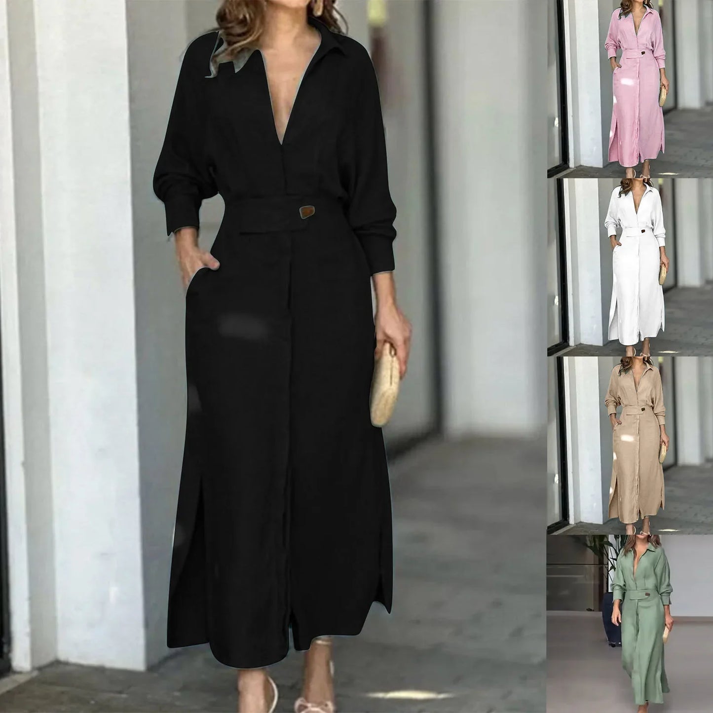 Angelina™ l Lange Elegante jurk met V hals