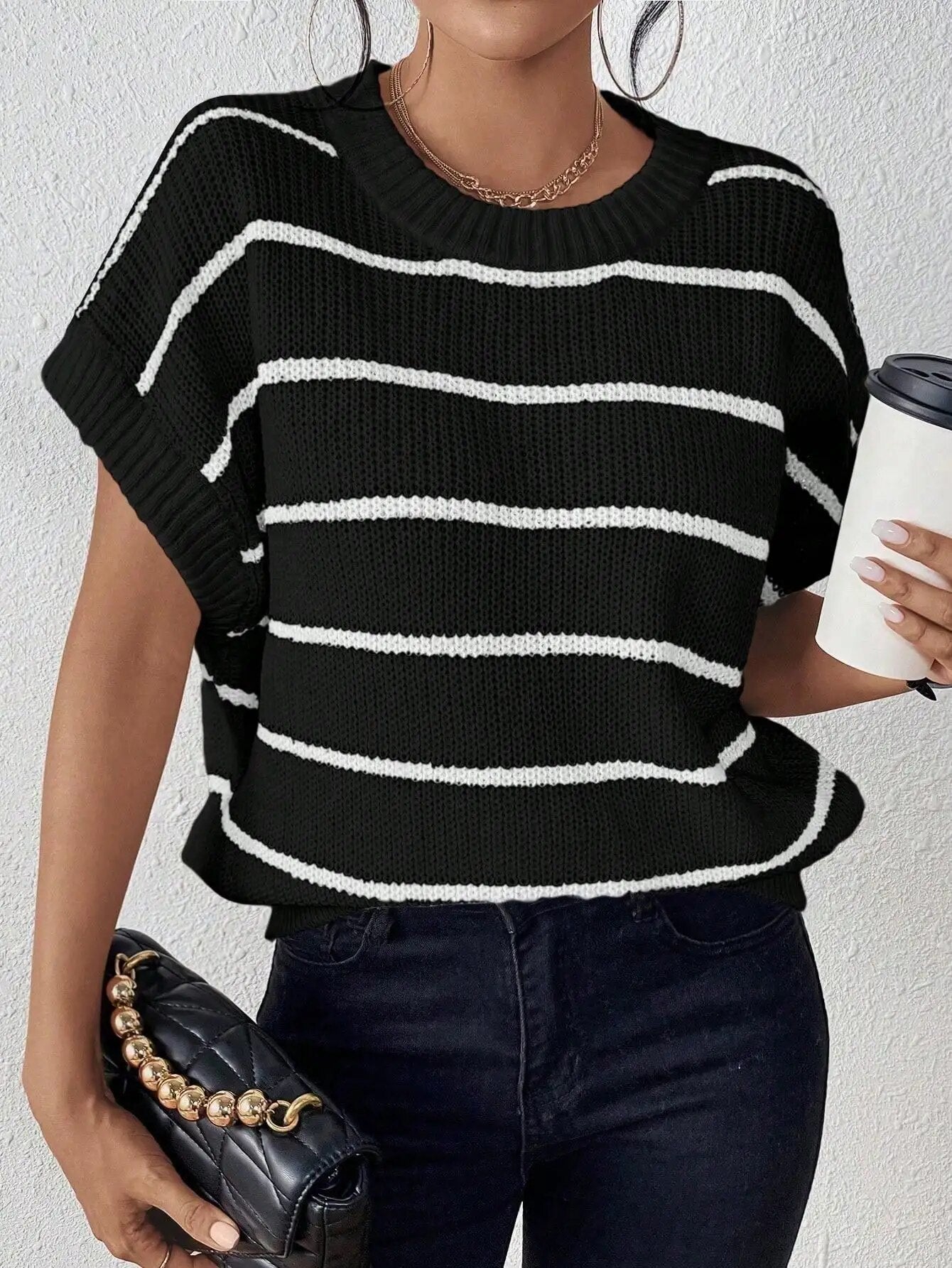 Millie™ l Casual Gestreepte Batwing Mouwen Gebreide Trui Top