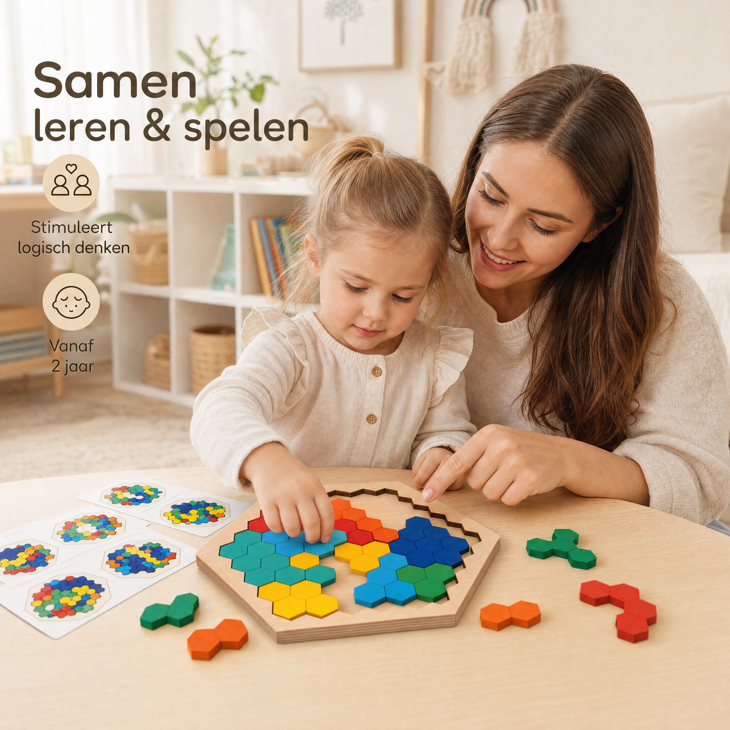 Houten Hexagon IQ Puzzel