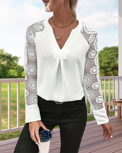 Aleen™ | Elegante Blouse met Kanten Mouwen