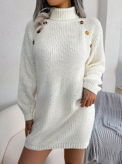Charlie™| Schildpadhals Jurk met Lange Mouwen