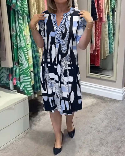Georgia™ | Geometrische print V-hals jurk
