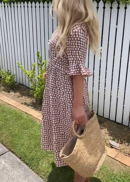 Vienn™ | Korte mouw polka-dot in midi jurk