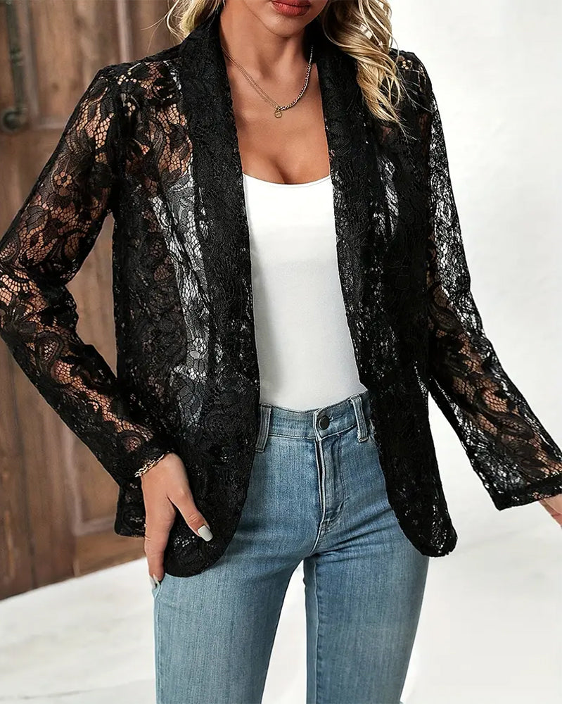Sireli™ | Elegante Jas Met Gebloemde Kanten Revers