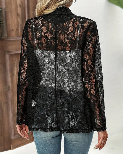 Sireli™ | Elegante Jas Met Gebloemde Kanten Revers