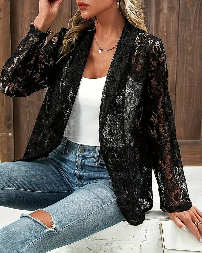 Sireli™ | Elegante Jas Met Gebloemde Kanten Revers