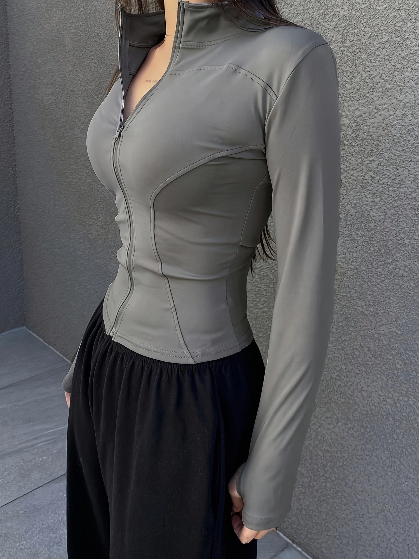 Mela™ | Effen Rollneck T-shirt met Rits