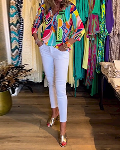 Zofia™ | Abstracte top met 3/4 mouwen