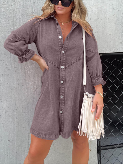 Nevaeh™ | Denim DamesJurk met Pofmouw