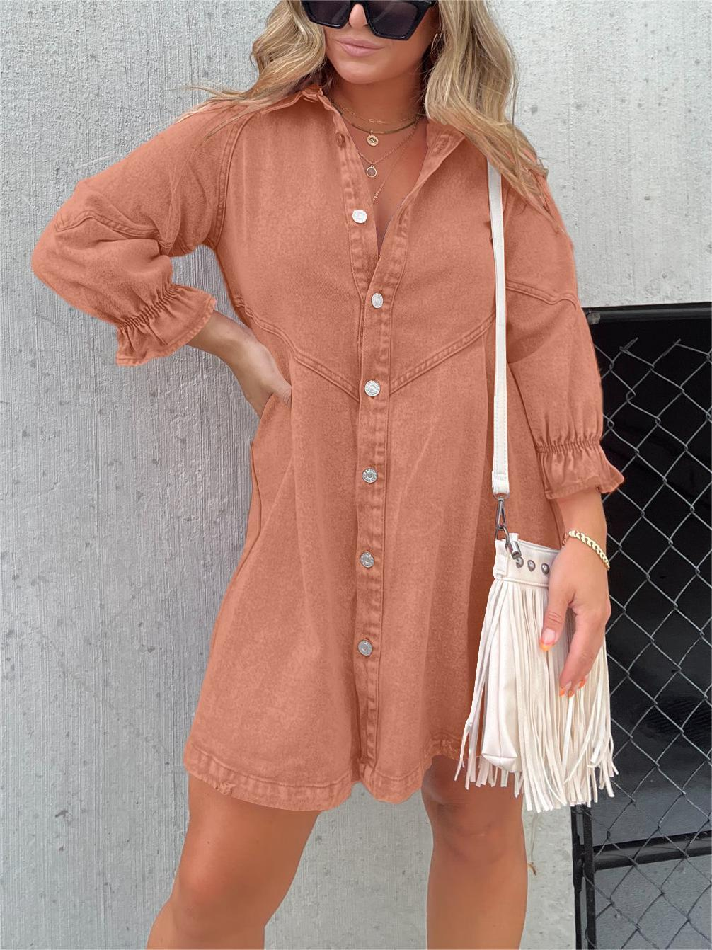 Nevaeh™ | Denim DamesJurk met Pofmouw