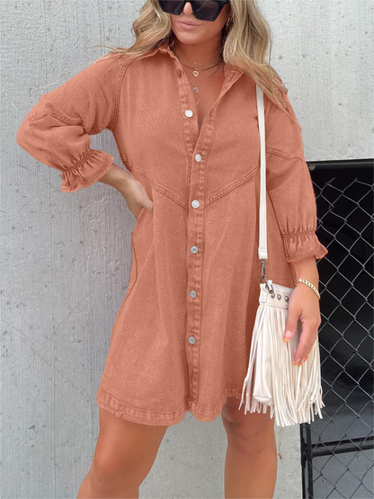 Nevaeh™ | Denim DamesJurk met Pofmouw