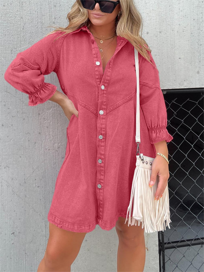 Nevaeh™ | Denim DamesJurk met Pofmouw