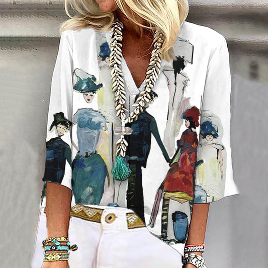 Faye™ l Casual blouse met abstracte print
