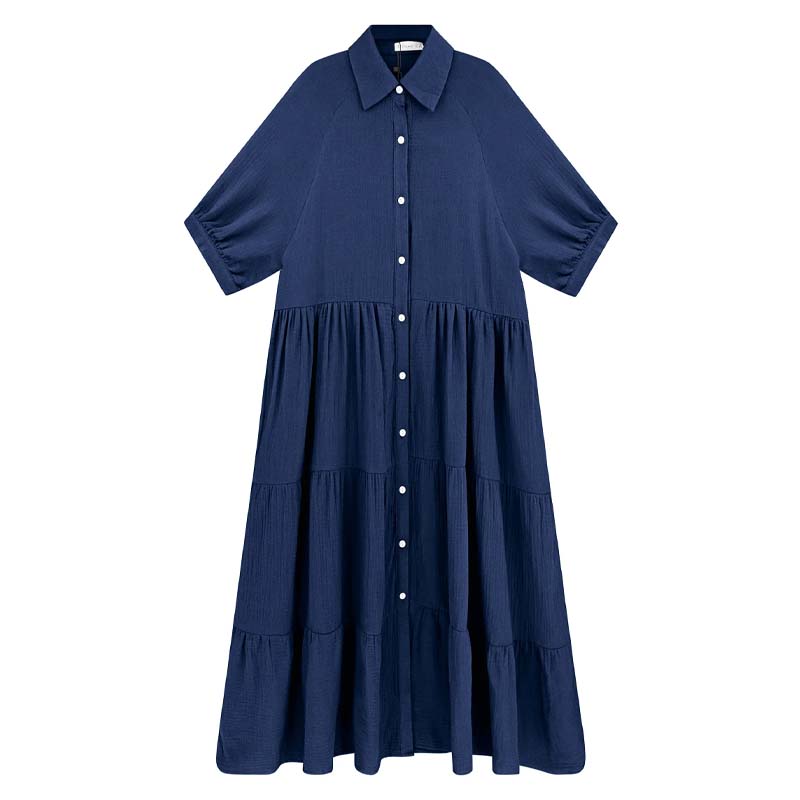 Blake™ | Katoenen midi-jurk met korte mouwen en zakken