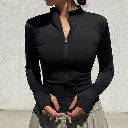 Mela™ | Effen Rollneck T-shirt met Rits