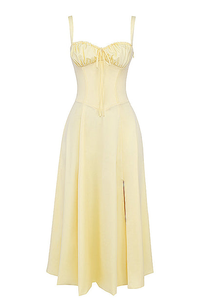 Carmen™ | Gele taille vormende midi-jurk
