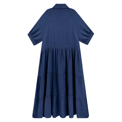 Blake™ | Katoenen midi-jurk met korte mouwen en zakken