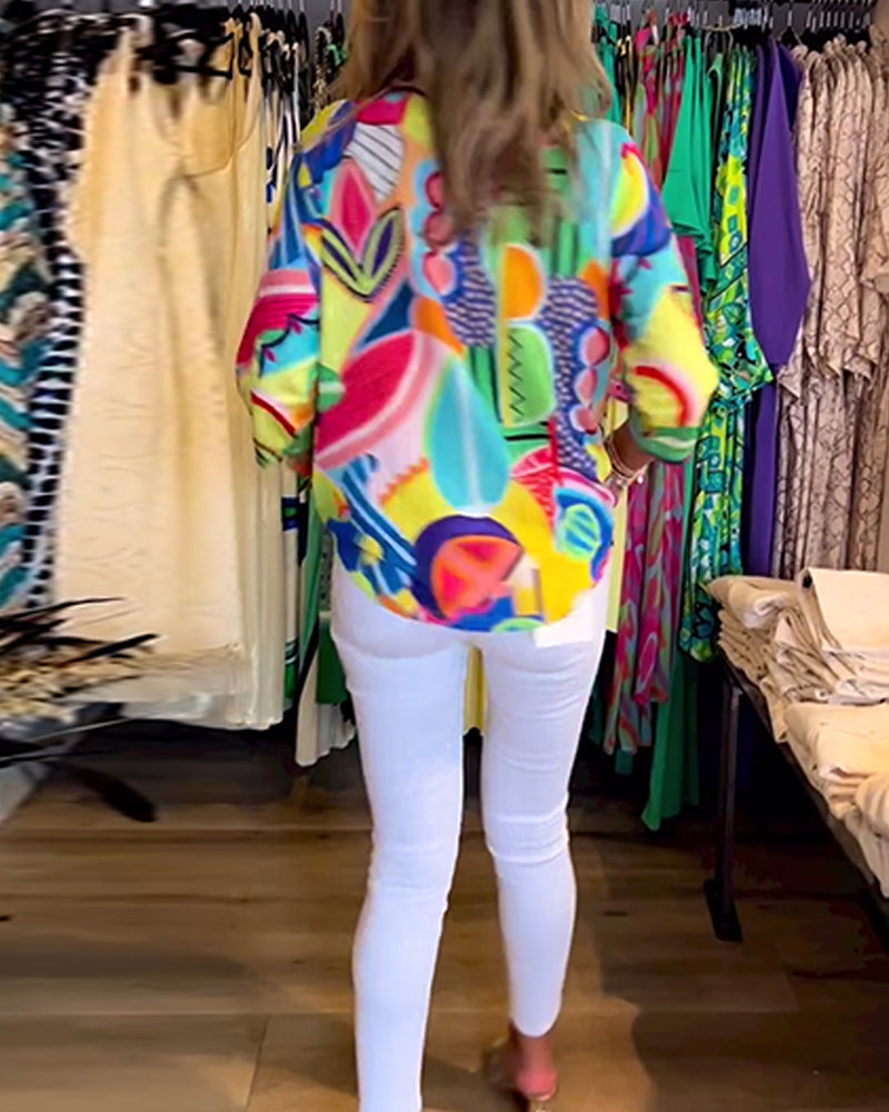 Zofia™ | Abstracte top met 3/4 mouwen