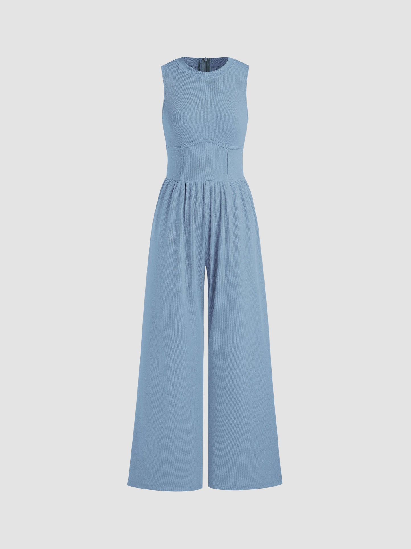 Sosho™ | Effen Mouwloze Jumpsuit Met Wijde Pijpen