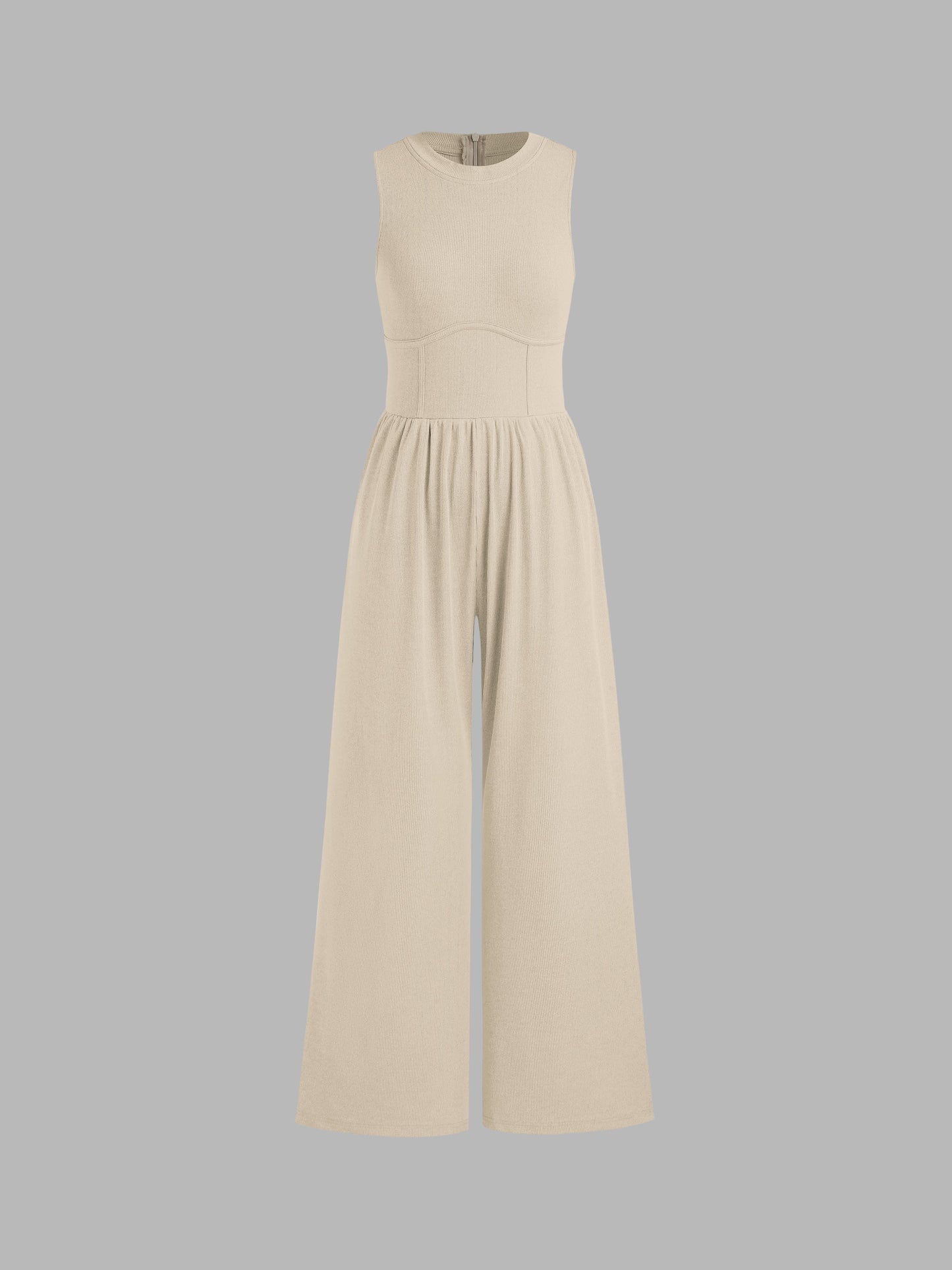 Sosho™ | Effen Mouwloze Jumpsuit Met Wijde Pijpen