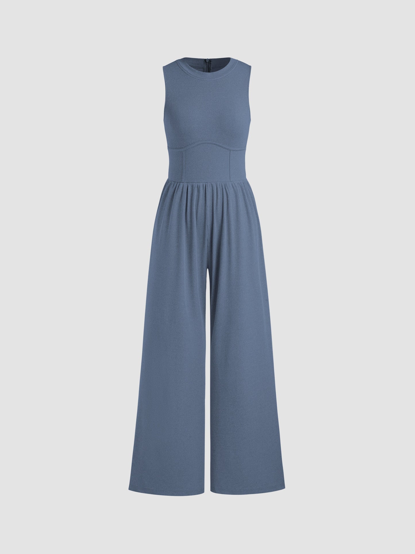 Sosho™ | Effen Mouwloze Jumpsuit Met Wijde Pijpen