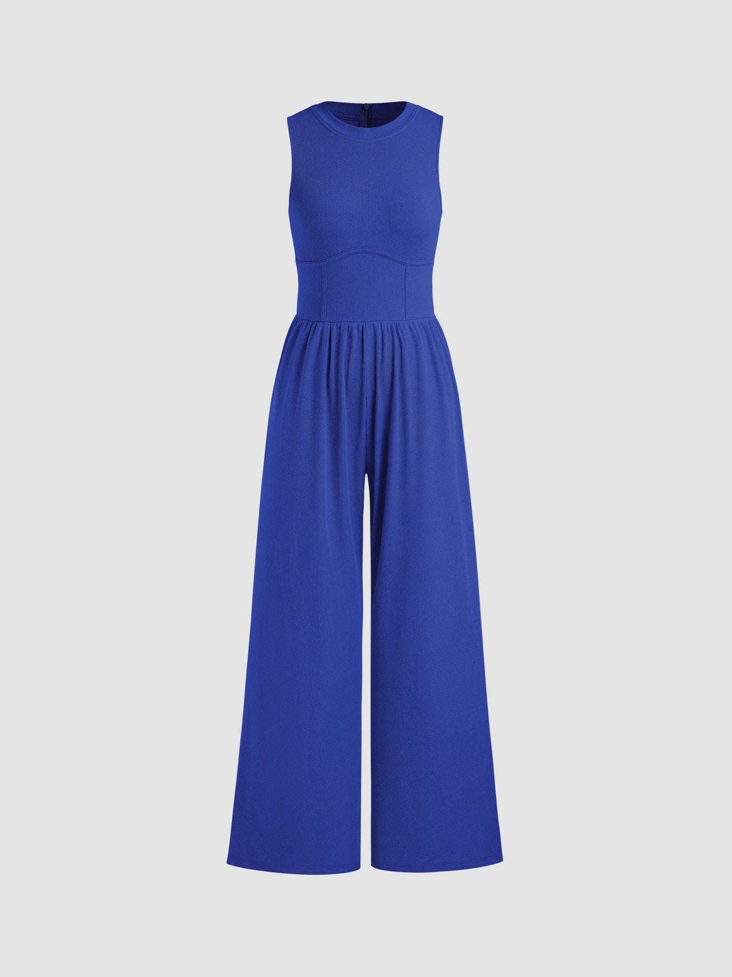 Sosho™ | Effen Mouwloze Jumpsuit Met Wijde Pijpen