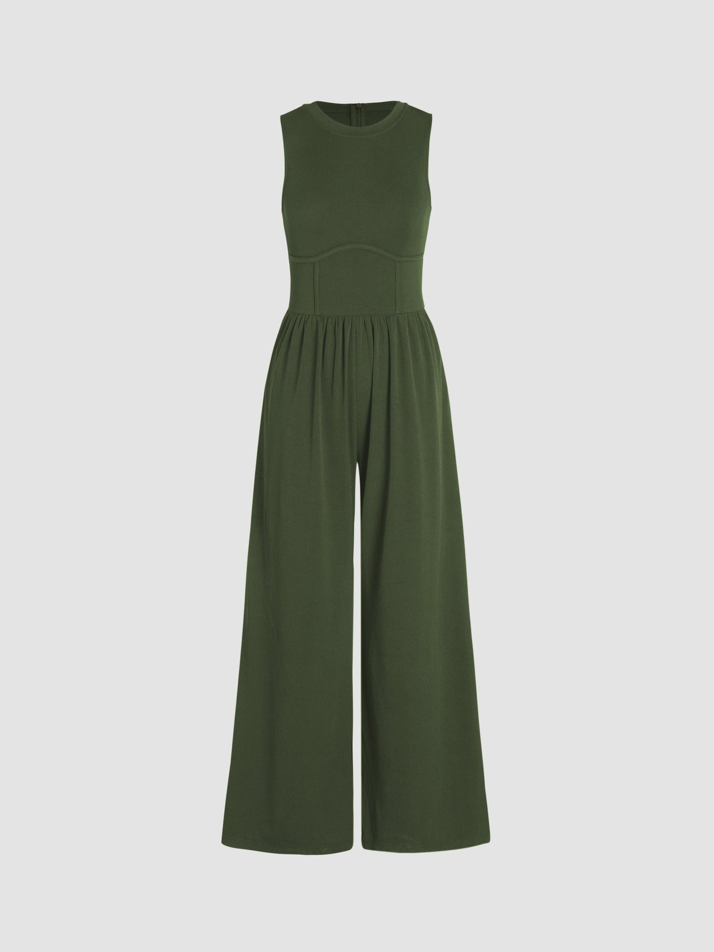 Sosho™ | Effen Mouwloze Jumpsuit Met Wijde Pijpen
