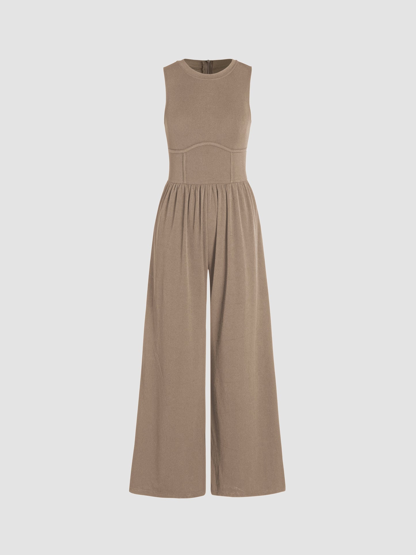 Sosho™ | Effen Mouwloze Jumpsuit Met Wijde Pijpen