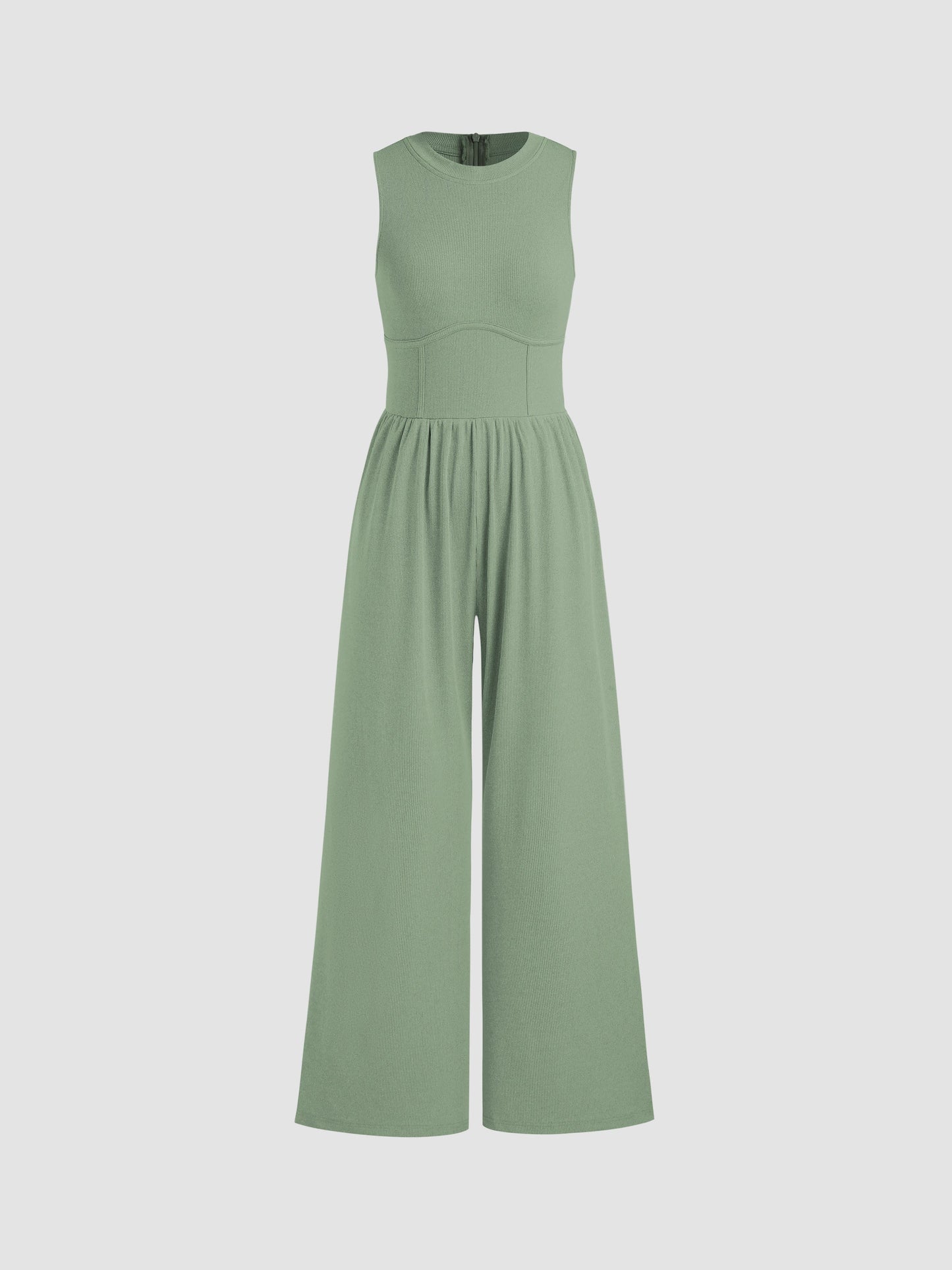 Sosho™ | Effen Mouwloze Jumpsuit Met Wijde Pijpen
