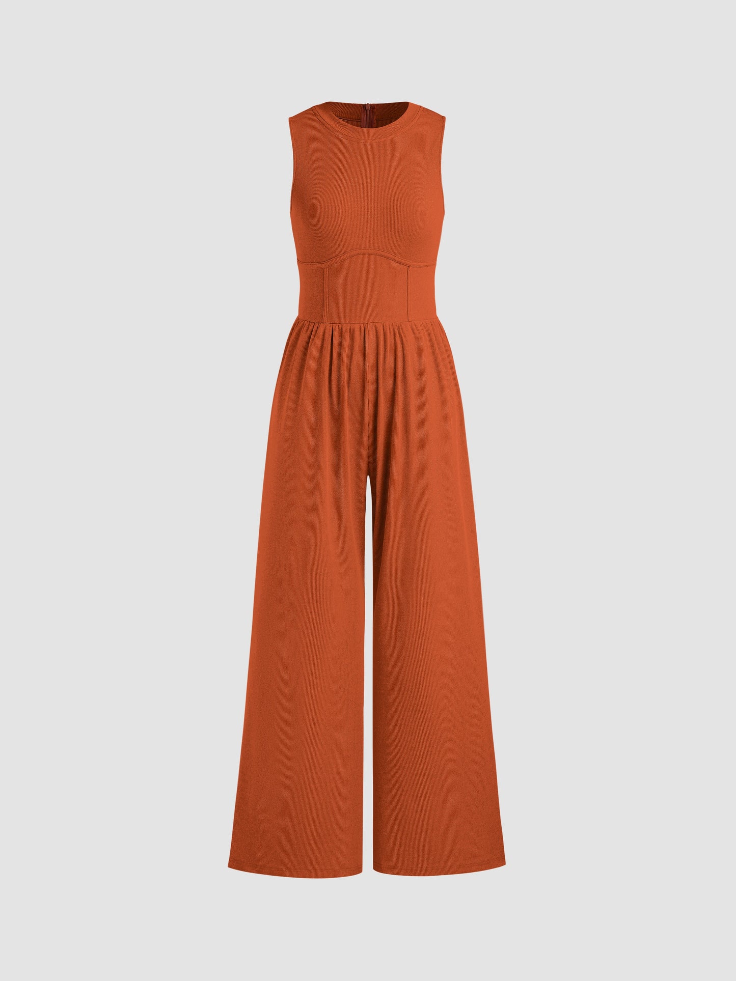 Sosho™ | Effen Mouwloze Jumpsuit Met Wijde Pijpen