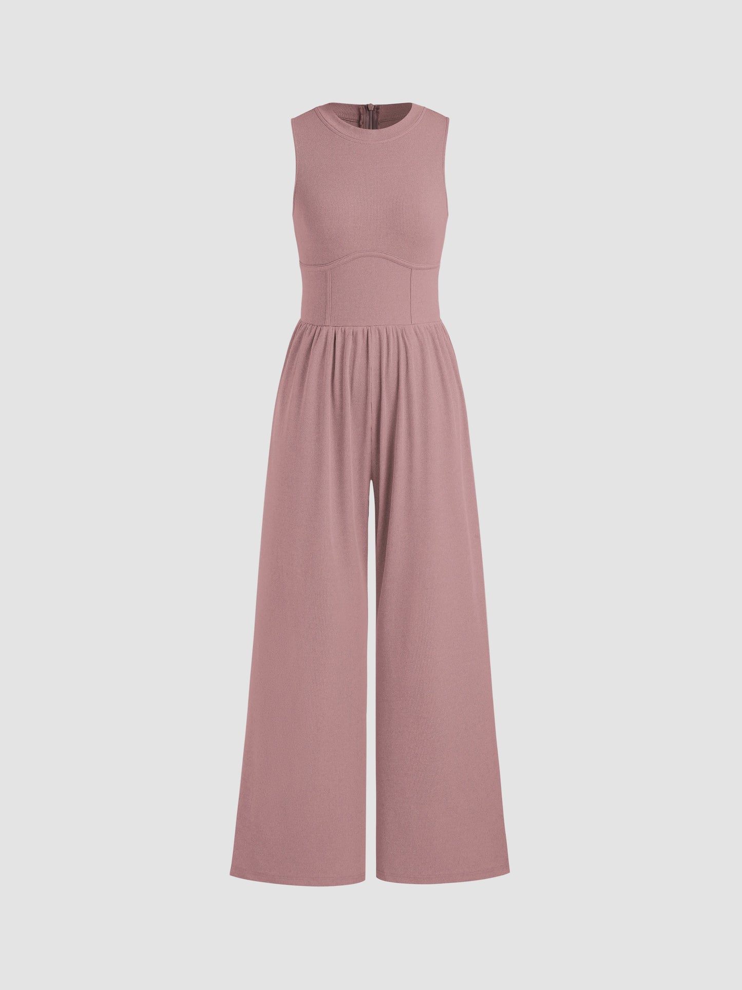 Sosho™ | Effen Mouwloze Jumpsuit Met Wijde Pijpen