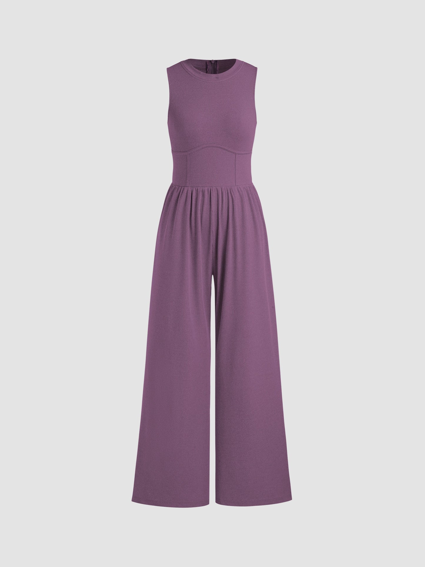 Sosho™ | Effen Mouwloze Jumpsuit Met Wijde Pijpen