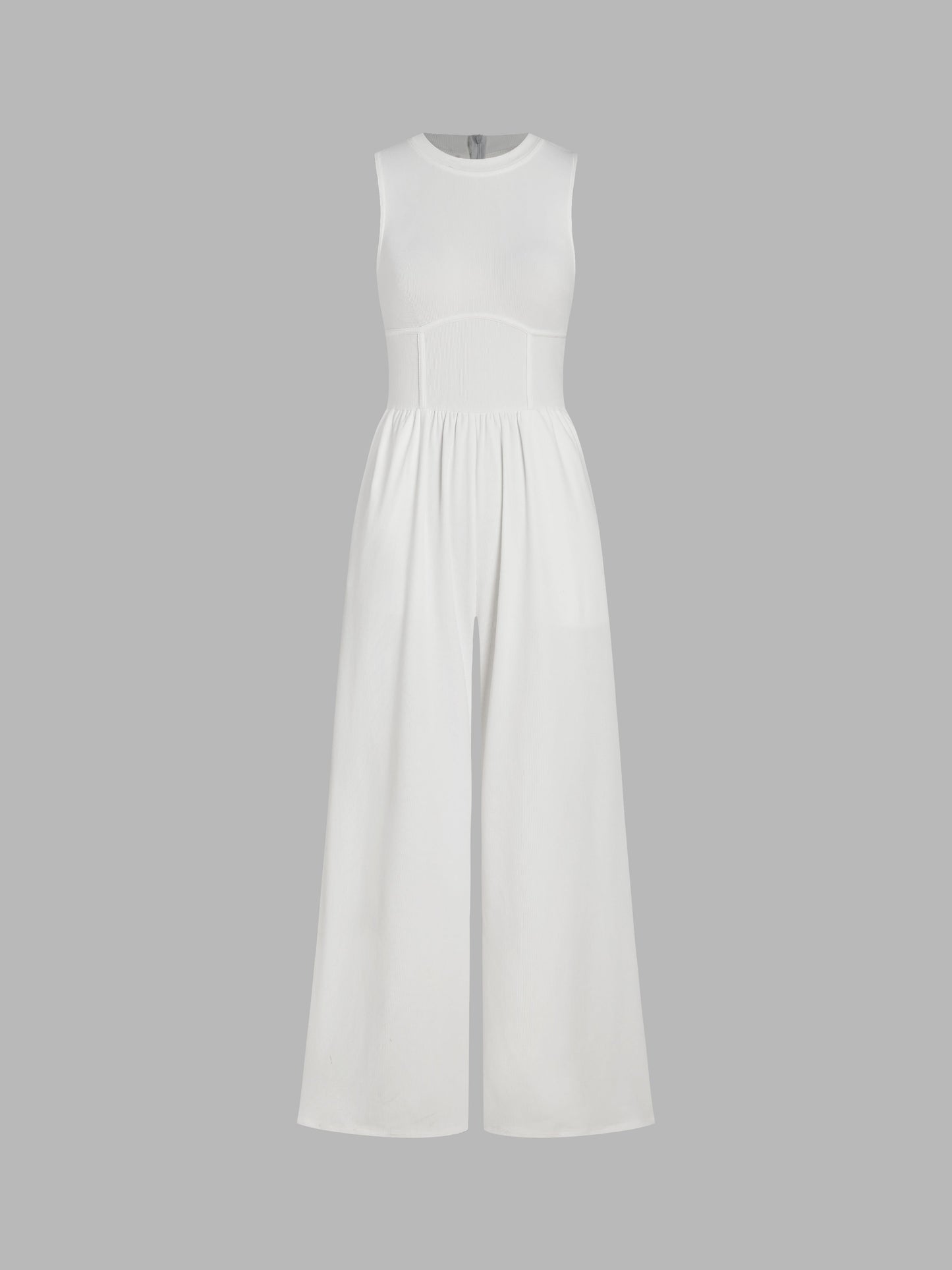 Sosho™ | Effen Mouwloze Jumpsuit Met Wijde Pijpen