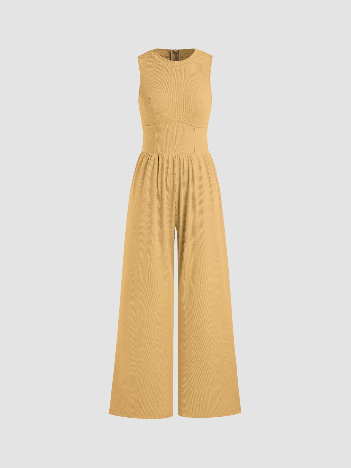 Sosho™ | Effen Mouwloze Jumpsuit Met Wijde Pijpen