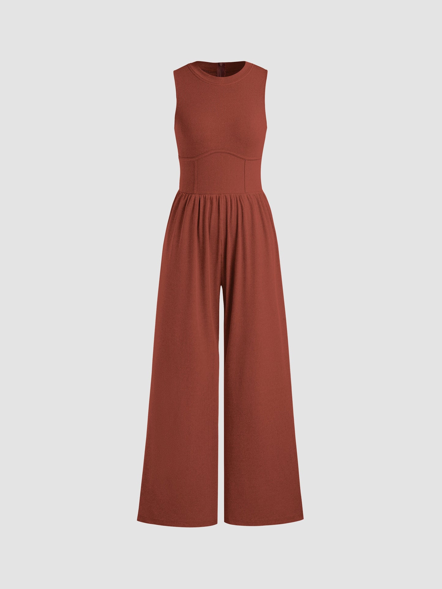 Sosho™ | Effen Mouwloze Jumpsuit Met Wijde Pijpen