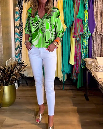 Zofia™ | Abstracte top met 3/4 mouwen