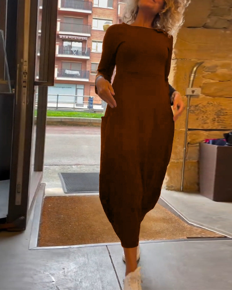 Alessandra™ | Ronde Hals Midi Jurk
