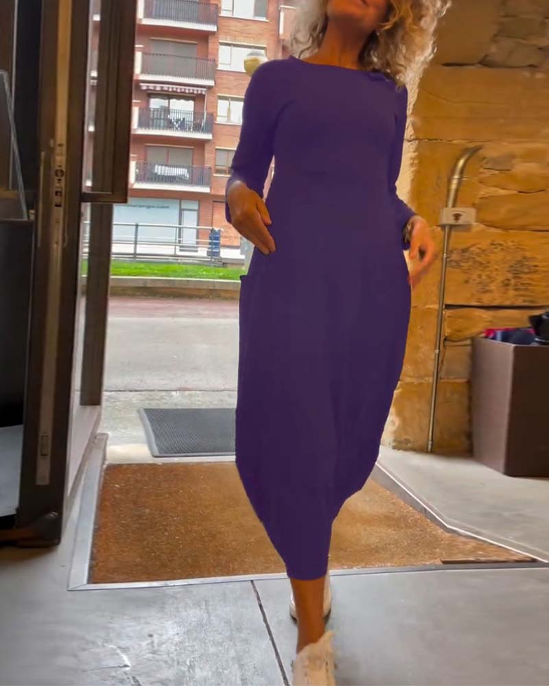 Alessandra™ | Ronde Hals Midi Jurk