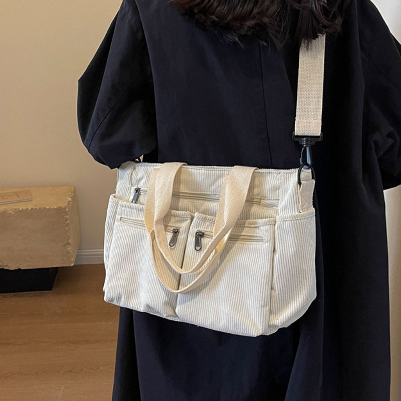 Claire™ | Klassieke draagtas in ribfluweel met grote capaciteit