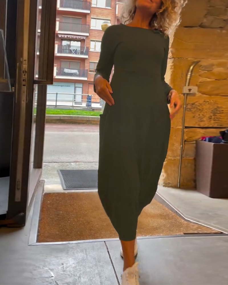 Alessandra™ | Ronde Hals Midi Jurk