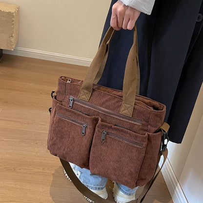 Claire™ | Klassieke draagtas in ribfluweel met grote capaciteit