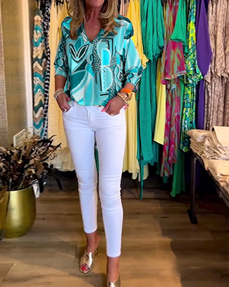 Zofia™ | Abstracte top met 3/4 mouwen