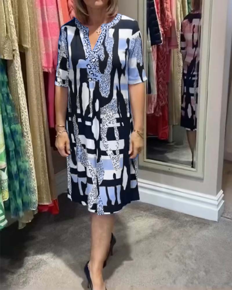 Georgia™ | Geometrische print V-hals jurk