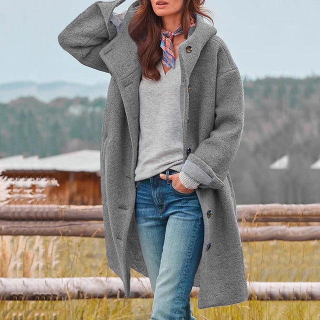 Elin™ | Gezellige Dames Fleece Lange Jas met Knopen